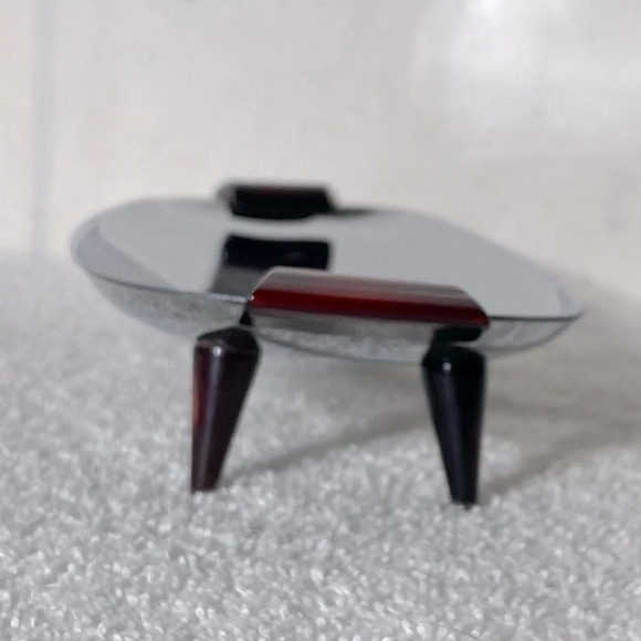 Vintage Glo Hill Gourmates Chrome And Cherry Red Bakelite Atomic Serving Tray - Picture 4 of 9